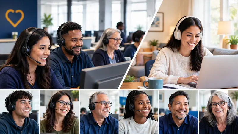 Cuore agents onsite and at home — a cross-generational team on headsets